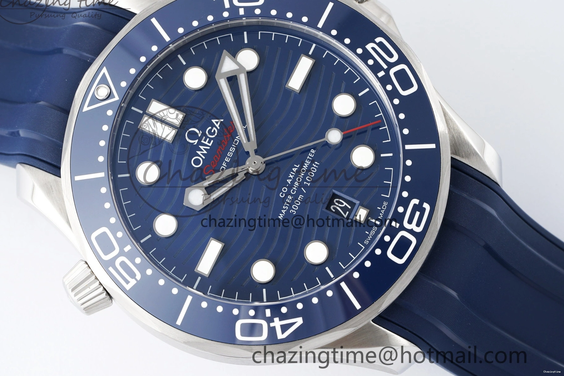 0328 Fashionable Seamaster Diver 300M ZF 1:1 Best Edition Blue Ceramic Blue Dial on Blue Rubber Strap A 7822